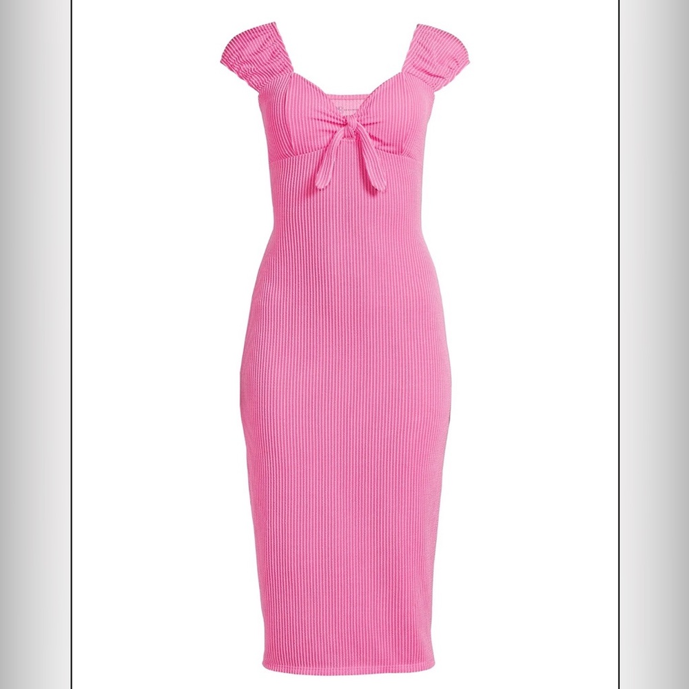 No Boundaries Dress Juniors Medium Pink Ribbed Knit Sweetheart Bodycon Coquette